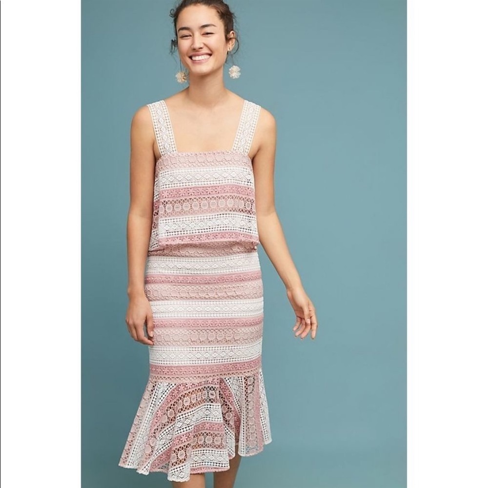 Shoshanna Kiaora Dunham Striped Lace Midi Dress